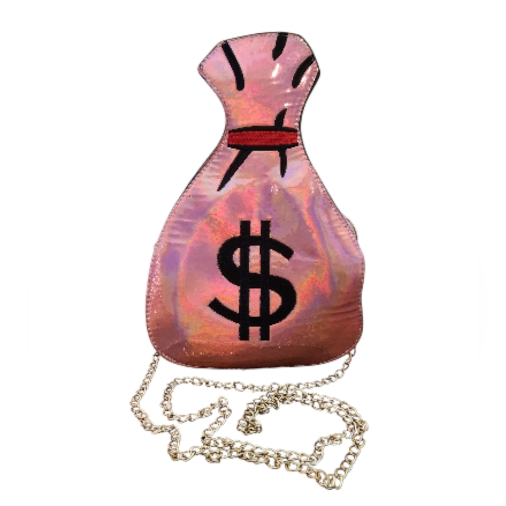 Novelty Pink Money Bag Crossbody Bag with Chain Strap - Picture 7 of 7